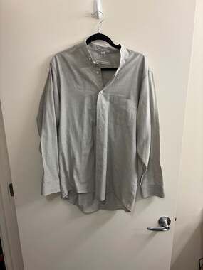 Geoffrey Beene Shirt Men's Gray Long Sleeve Pinpoint Oxford Size 16-1/2 32/33